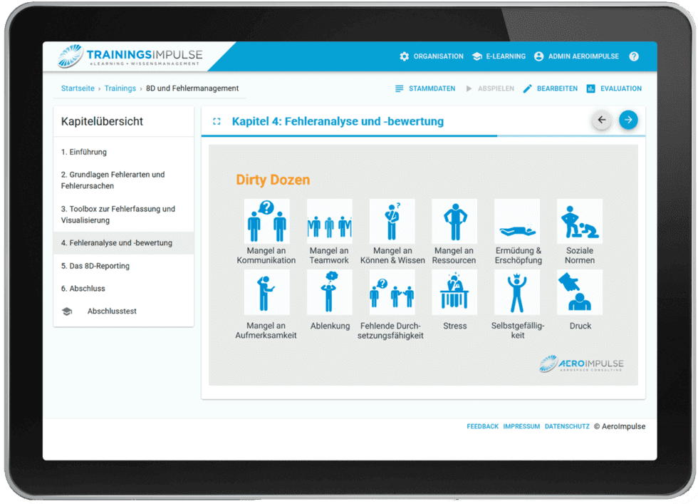 8D Management Luftfahrt E-Learning und Online Schulungen CBT 3