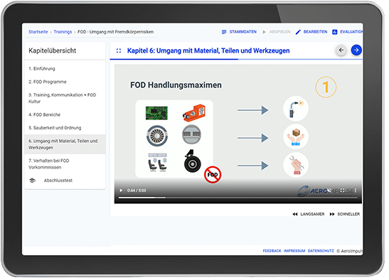 FOD Training CBT Luftfahrt Video Tablet